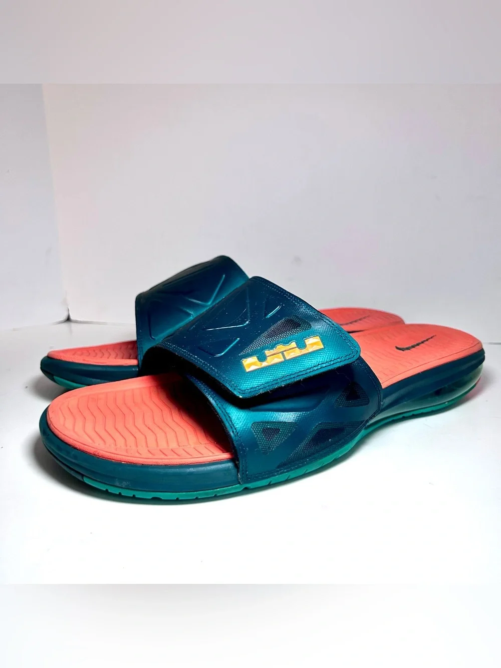 Nike Air Max Labron 2 Elite Slides Men’s 13 Dark Atomic Teal/Total Orange